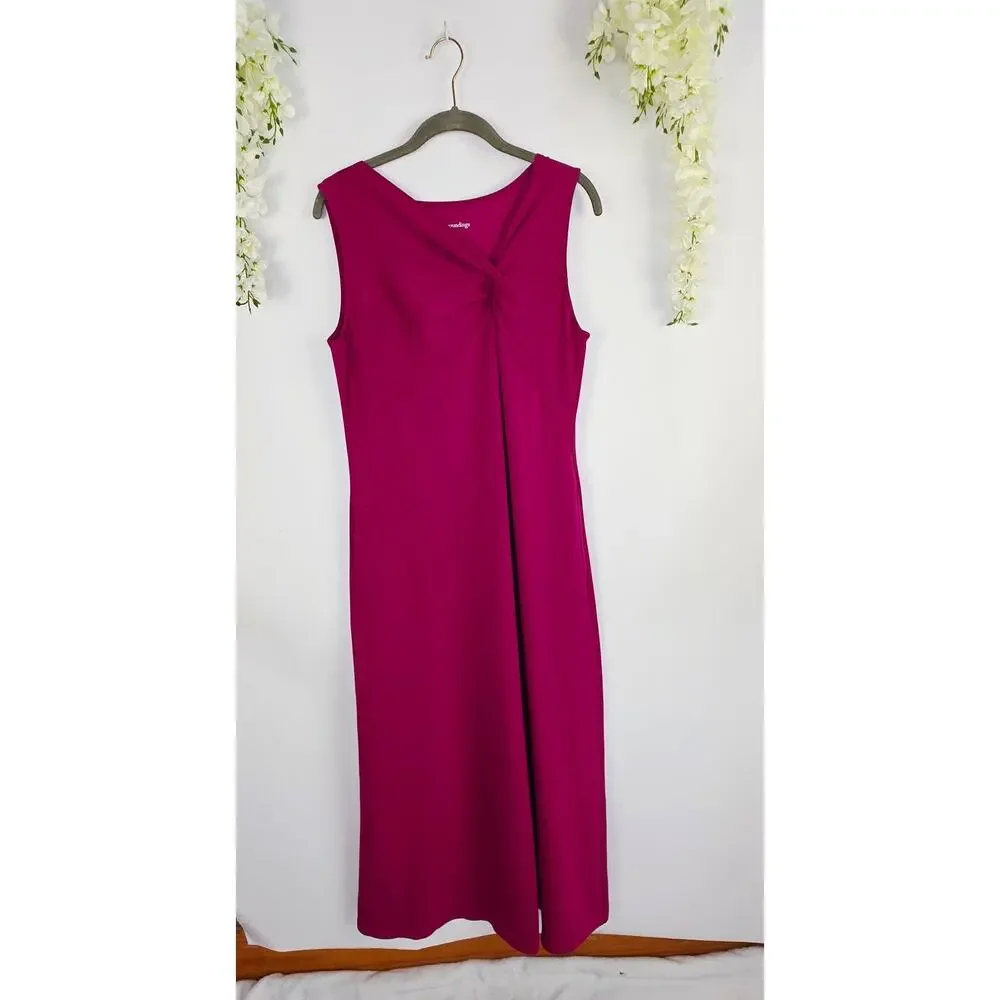 Soft Surroundings Hannah Maxi Dress Small Raspberry Twist Neck Scooba Knit Soft